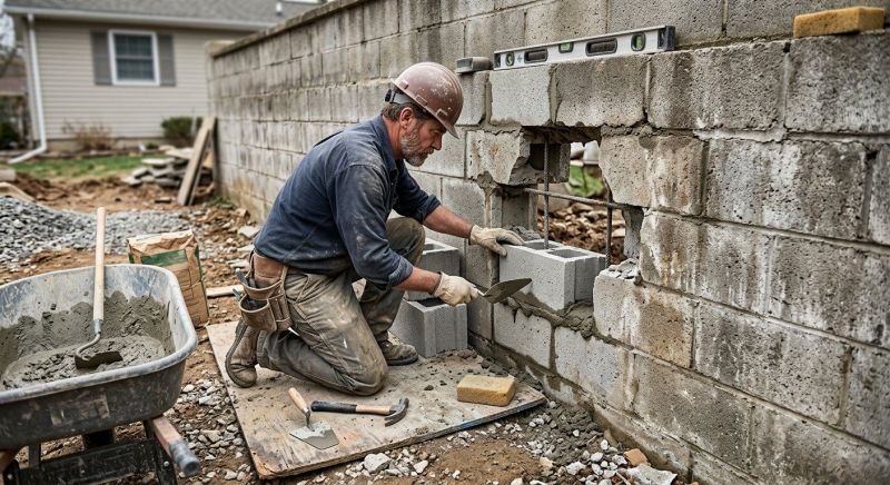 Cinder Block Wall Repair in Coupeville, WA