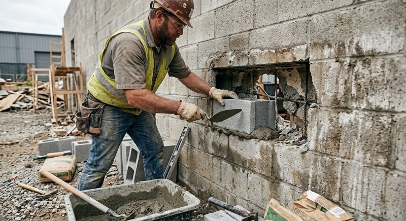 Cinder Block Wall Repair in Freeland, WA