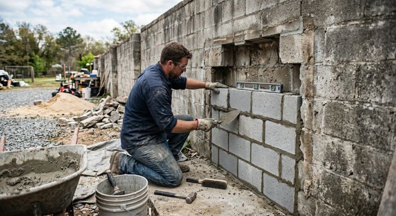 Cinder Block Wall Repair in Freeland, WA